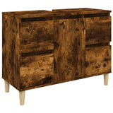 Sink Cabinet Smoked Oak 80x33x60 cm Engineered Wood 821273