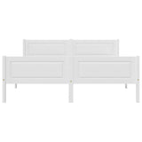 Bed Frame White Solid Pinewood Double Durable Bed Frame 322106