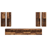 TV Wall Cabinet Set Wall-mounted 7 pcs Old Wood Engineered Wood 3402797