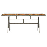 Garden Table Grey 160x70x72 cm Poly Rattan & Solid Acacia Wood 318697