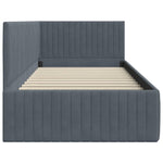 Corner Bed Frame with Headboard Dark grey 90 x 190 cm Velvet 42016257