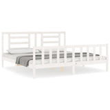 Bed Frame without Mattress White Super King Size Solid Wood Pine 3192897