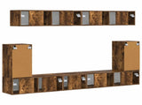 TV Cabinet Set Wall-mounted 5 pcs Smoked Oak Engineered Wood 3409092