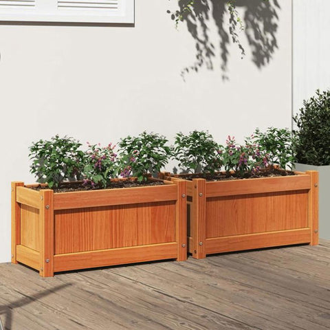 Garden Planters 2 pcs Wax Brown Solid Wood Pine 837444