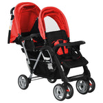Tandem Stroller Steel Red and Black 10111
