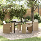 Garden Dining Set with Cushion 5 pcs Beige Poly Rattan 3379990