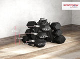 Hex Dumbbell Set with Weights Storage Rack, Rubber Coated Dumbbells, Non-Slip Chrome Handles, T3398P376772