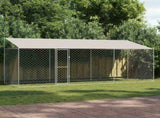 Dog Cage with Roof Silver 600 x 200 x 256 cm Steel and PE 3368302