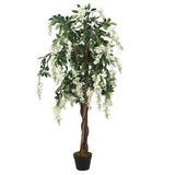 Artificial Wisteria Tree 840 Leaves 120 cm Green and White 359007
