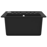 ZNTS Granite Kitchen Sink Single Basin Black 142952