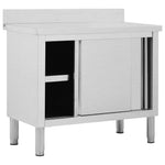 ZNTS Work Table with Sliding Doors 100x50x cm Stainless Steel 51050