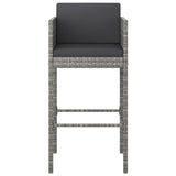 7 Piece Garden Bar Set with Cushions Grey Poly Rattan 3203928