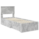 Bed Frame Concrete Grey and Silver 70 x 190 cm Engineered Wood 3410961