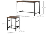 Industrial Rectangular Bar Table Set with 4 Stools for Dining Room, Kitchen, Dinette T3398P344751