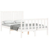 Bed Frame without Mattress White Small Double Solid Wood Pine 3192917