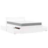 Bed with Drawers and Mattress White 120x190 cm Small Double Solid Wood Pine 3281917