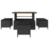 Garden Dining Set Black Poly Rattan 42007921