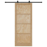 Sliding Door Set Manual Natural and black 93 x 232 cm 3333378