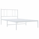 ZNTS Metal Bed Frame without Mattress with Headboard White 90x200cm 352522