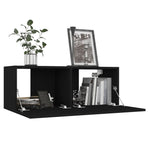 ZNTS 4 Piece TV Cabinet Set Black Engineered Wood 3078749