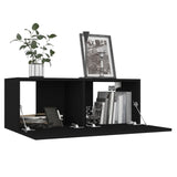 ZNTS 4 Piece TV Cabinet Set Black Engineered Wood 3078749