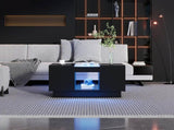 LED Coffee Table for Living Room, Modern Coffee Table with Storage with LED Lights, 2 Tiers and 2 N605P225560B
