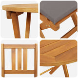 Bistro Set with Cushion 3 pcs Oil Natural Solid Acacia Wood 4105514