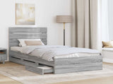Bed Frame with Drawer Grey Sonoma 75 x 190 cm Engineer Wood 3411872