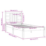 Bed Frame White Solid pine wood Single Decorative Inlays 3105396