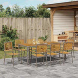 Garden Dining Set 9 pcs Grey and Brown Poly Rattan 3365445