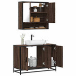 ZNTS 2 Piece Bathroom Furniture Set Brown Oak Engineered Wood 3300924