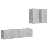 4 Piece TV Cabinet Set Concrete Grey Engineered Wood 3079105