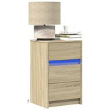 ZNTS Bedside Cabinet with LED Lights Sonoma Oak Engineered Wood 852014