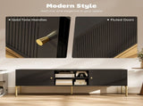TV Stand for TVs up to 65", Entertainment Center with 2 Open Shelves, 2 Cabinets and Steel Legs for T3398P552698