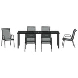 Garden Dining Set 7 pcs Black Powder-Coated Steel 3379140