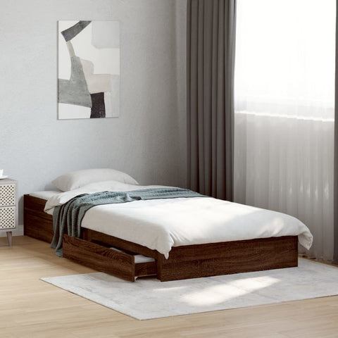 Bed Frame with Drawers without Mattress Brown Oak 90x200 cm 3280684