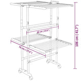 2-Tier Laundry Drying Rack with Wheels Silver 60x70x106 cm 344377