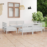 ZNTS 8 Piece Garden Lounge Set White Solid Pinewood 3082413