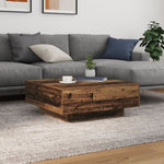ZNTS Coffee Table with LED Lights Old Wood 80x80x31 cm 863000