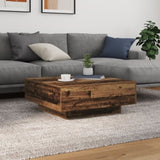 ZNTS Coffee Table with LED Lights Old Wood 80x80x31 cm 863000