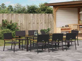Garden Dining Set with Cushion 9 pcs Black Poly Rattan 3379708