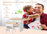 Kids Desk and Chair Set 2 Pieces Children Study Table with Storage Pull-Out Drawer Bookshelf for 3-6 T3398P421977