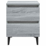 813131 Bed Cabinets with Metal Legs 2 pcs Grey Sonoma 40x35x50 cm