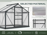 6 x 4ft Polycarbonate Greenhouse, Large Walk-In Green House with Slide Door and Window, Garden T3398P377664