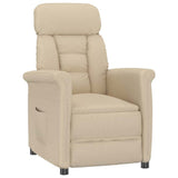 Recliner Chair Cream Cream 70.5 x 96.5 x 95 cm Fabric and metal 348404