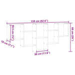 ZNTS Wall Shelf Black Oak 159x18x66 cm Engineered Wood 868073