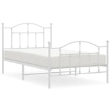 Metal Bed Frame without Mattress with Footboard White 100x190cm 353500