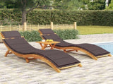Sun Lounger Set of 2 Dark Grey Solid acacia wood Regular 3155474