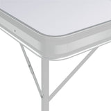 Folding Camping Table with 2 Benches Aluminium White 48181