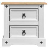 Bedside Table Corona White 53 x 39 x 47 cm Solid Pine Wood 42021188